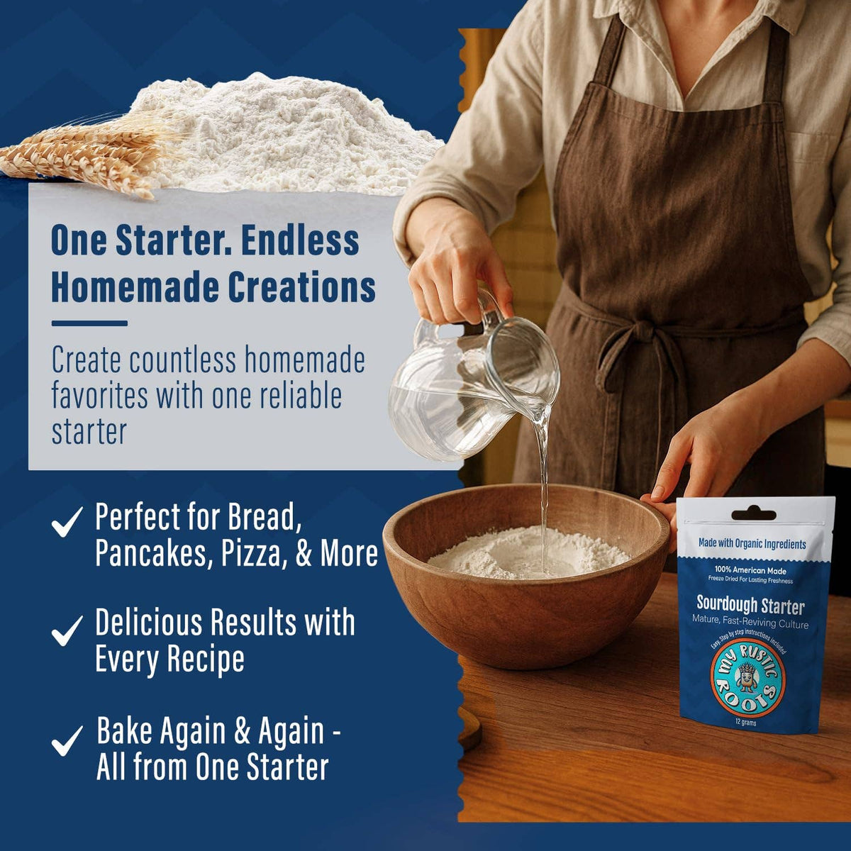 Organic, Non GMO Mature Sourdough Starter 12 grams